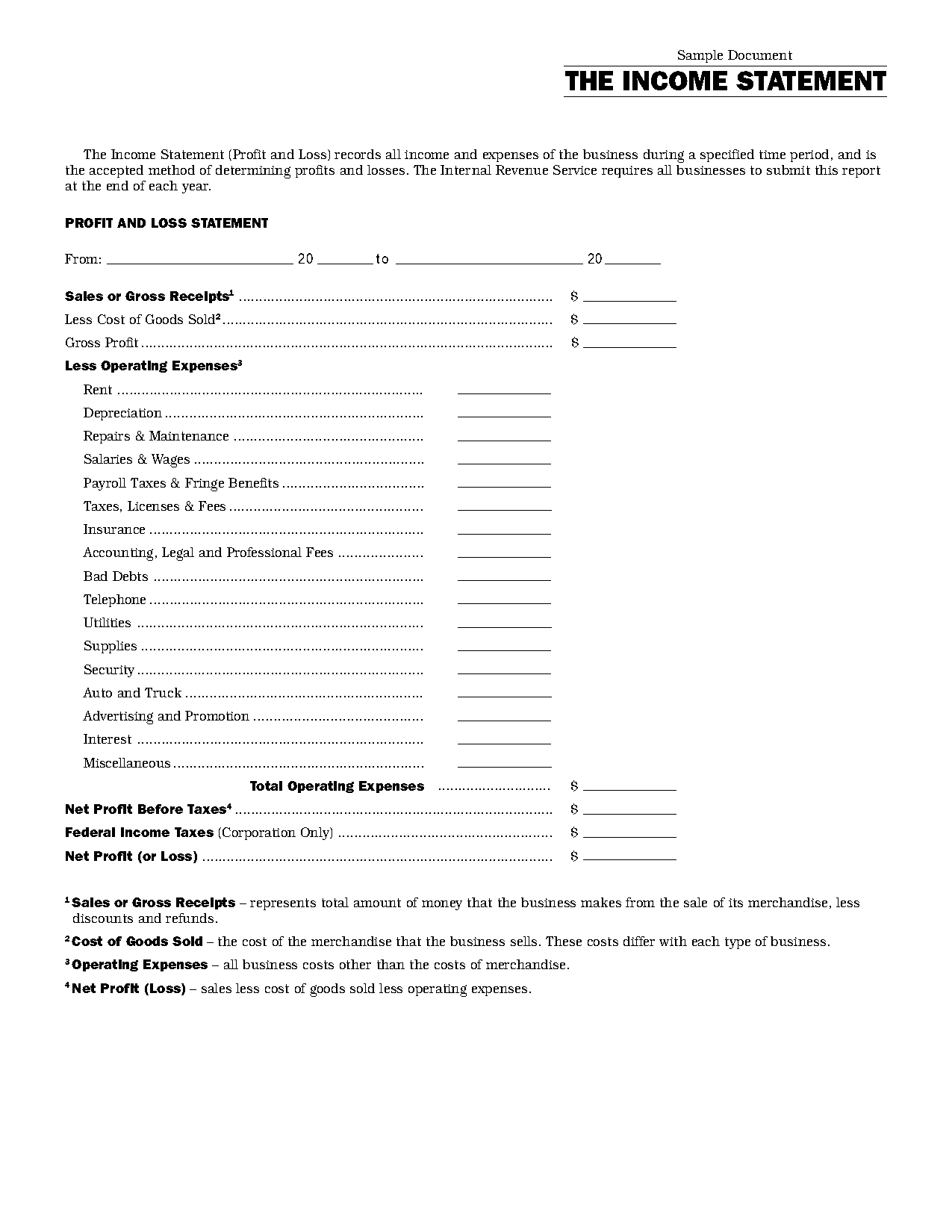 examples of expenses on income statement